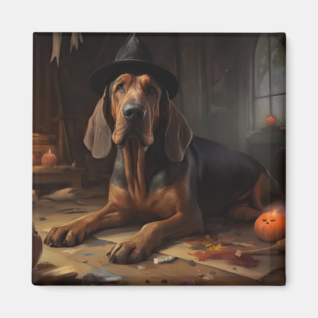 Imã Sanguhound Pumpkins Halloween Assustado (Frente)