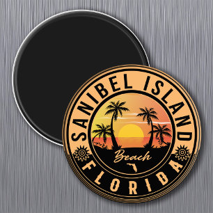 Imã Sanibel Island Retro Sunset Souvenirs