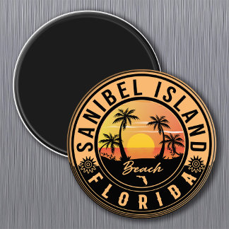 Imã Sanibel Island Retro Sunset Souvenirs