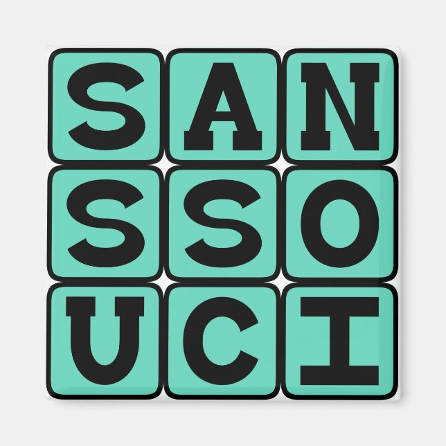 Imã Sans Souci, Sem Preocupações Frase Latina (Frente)
