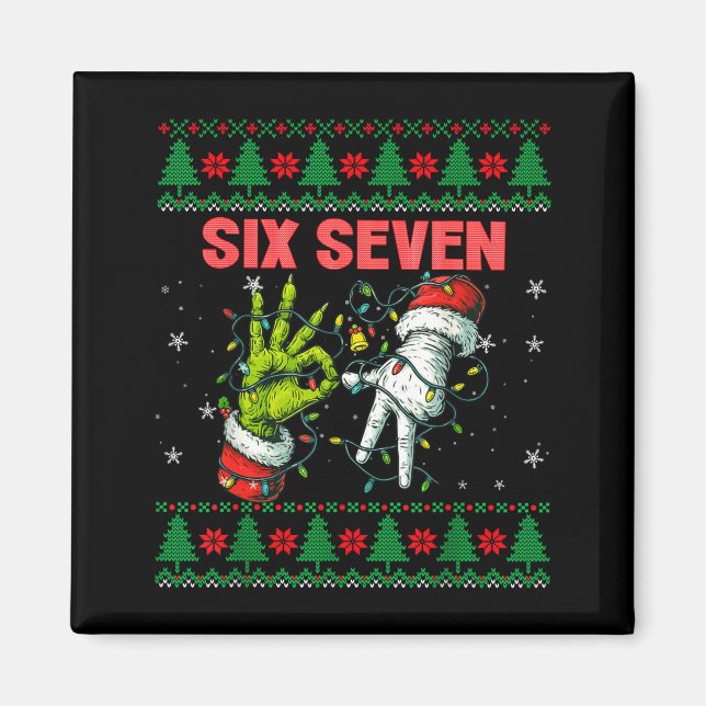 Imã Santa 67 Christmas Ugly Sweater Fingers Six Seven  (Frente)
