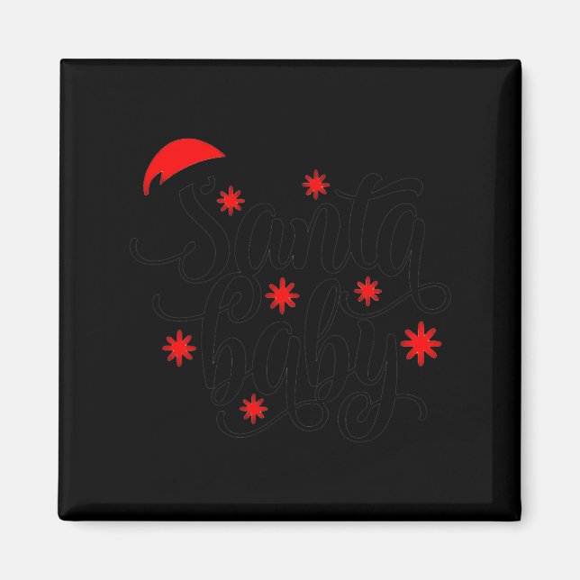 Imã Santa Baby Pregnancy Announcement Christmas Santa  (Frente)