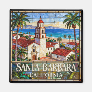 Imã Santa Barbara Califórnia Vidro Manchado 🌴