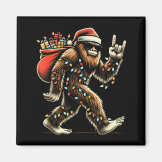 Imã Santa Bigfoot Christmas Lights Funny Sasquatch