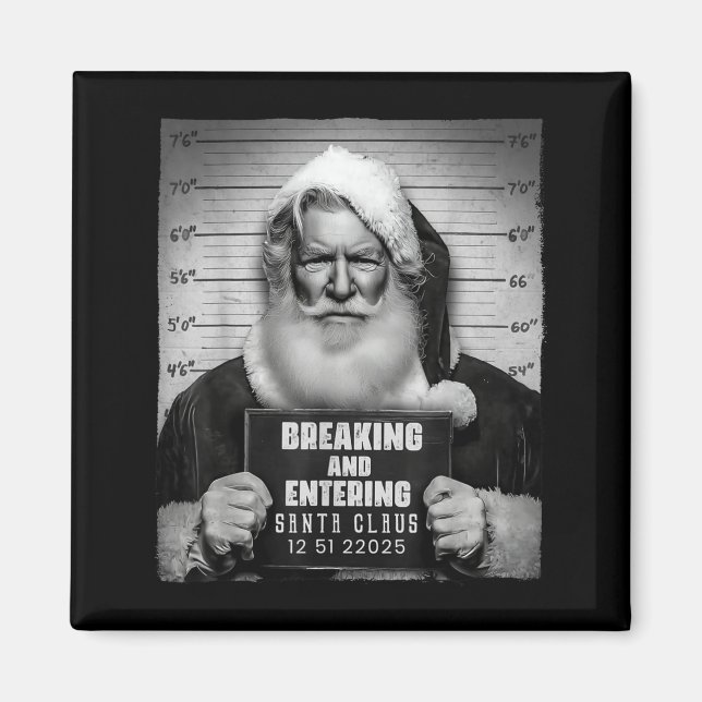Imã Santa Breaking Entering Mugshot Funny Christmas Ho (Frente)