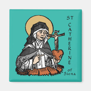 Imã Santa Catarina de Siena com Coração com Crucifixo