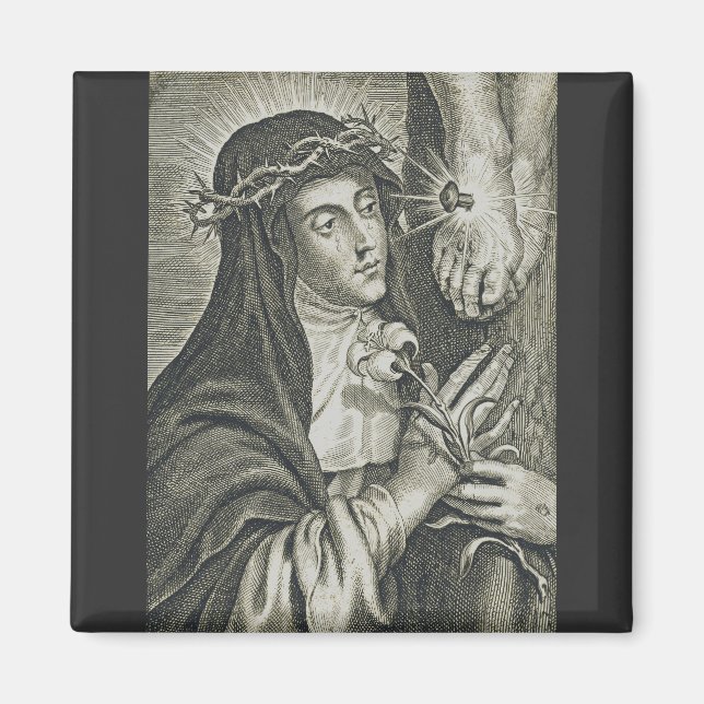 Imã Santa Catarina de Siena Crucificação Arte Noir Fé (Frente)