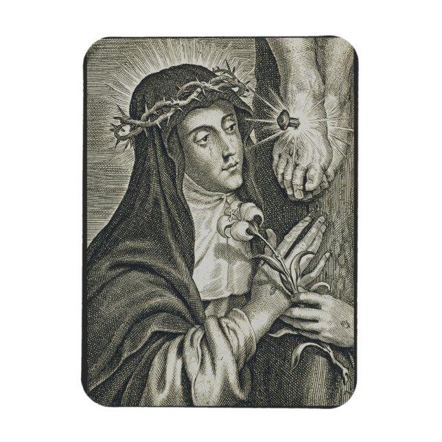 Ímã Santa Catarina de Siena Crucificação Arte Noir Fé (Vertical)