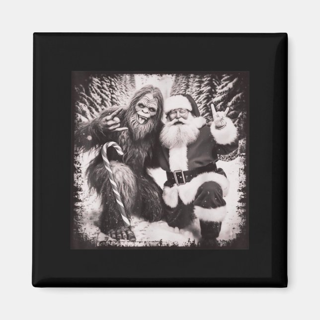 Imã Santa Claus And Sasquatch Bigfoot Funny Joyful Sno (Frente)