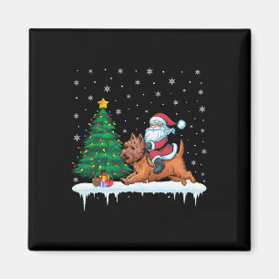 Imã Santa Claus Andando Cairn Terrier Dog Boys Girls C