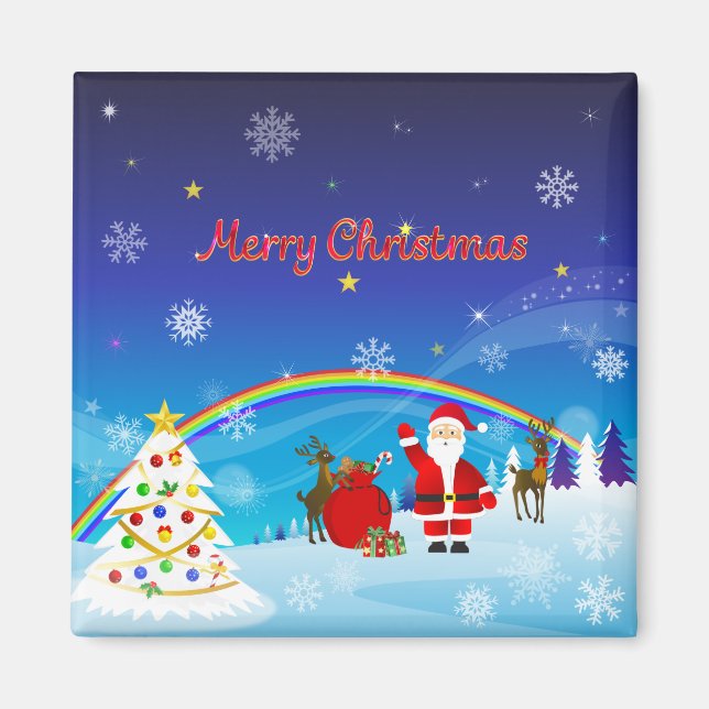 Imã Santa Claus e Reindeer (Frente)