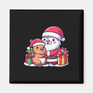 Imã Santa Claus Hugging Cute Capybara Christmas Matchi