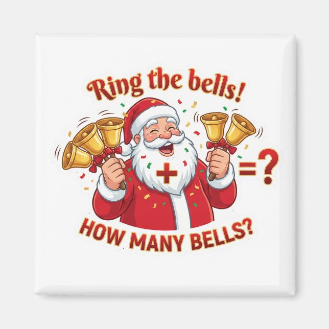 Imã Santa Claus Jingle Bells Addition Math Game Magnet (Frente)