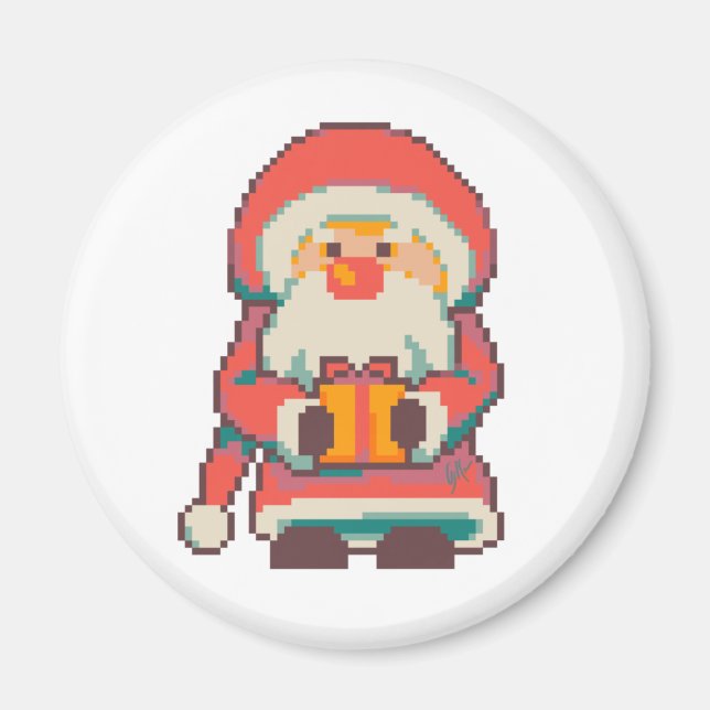 Imã Santa Claus Pixelart, Pixel Art  (Frente)