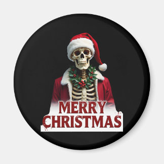 Imã Santa Claus Skeleton Outfit Skull Funny Christmas