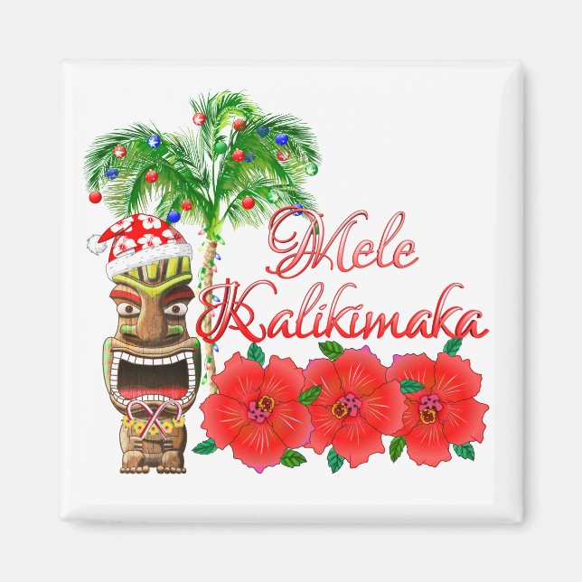 Imã Santa Claus Tiki Mele Kalikimaka (Frente)