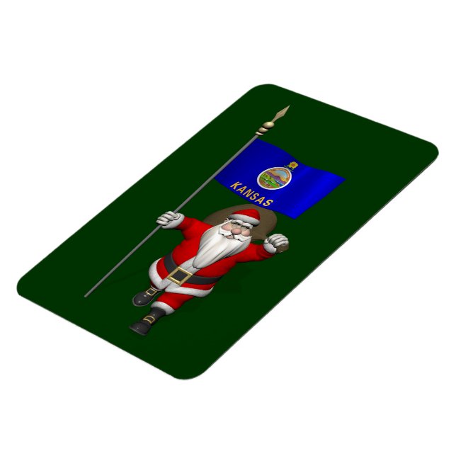 Ímã Santa Claus With Ensign Of Kansas (Left Side)