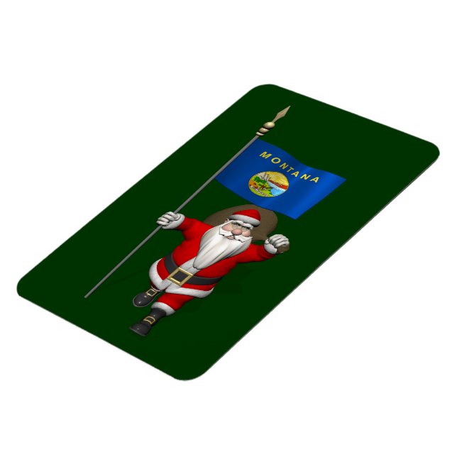 Ímã Santa Claus With Ensign Of Montana (Left Side)