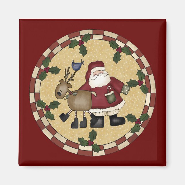 Imã Santa Cláusula e Reindeer Magnet de Natal (Frente)