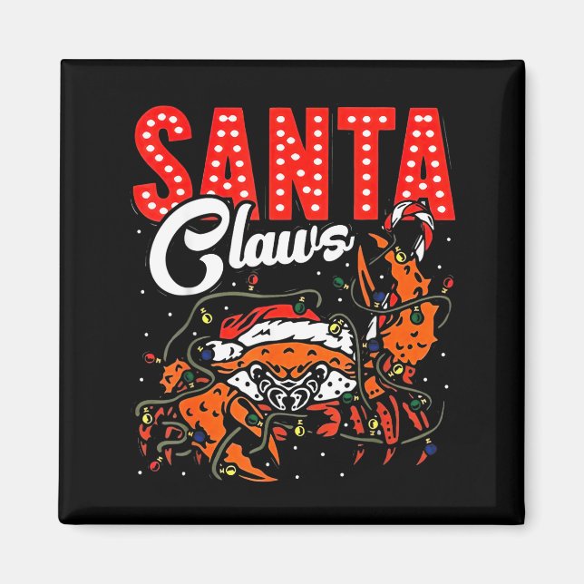 Imã Santa Claws Christmas Funny Crab Lights Holiday Ca (Frente)