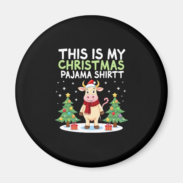 Imã Santa Cow Xmas Tree Lights This Is My Christmas Pa (Frente)