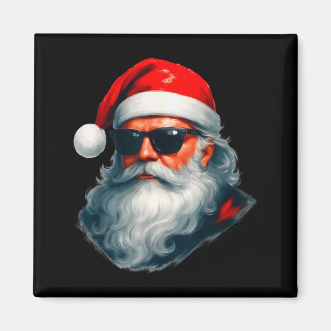 Imã Santa Face Retro Sungles Funny Christmas Pajama Me (Frente)
