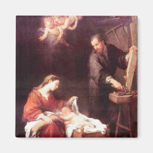 Imã Santa Família com anjos e ímã de vinheta