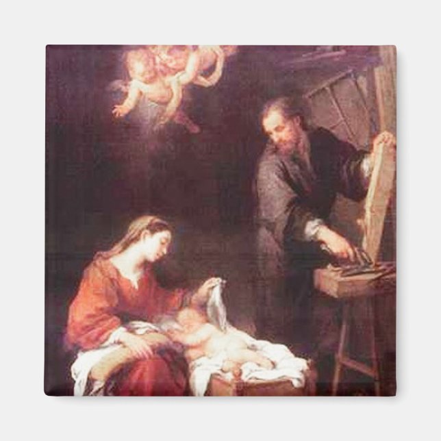 Imã Santa Família com anjos e ímã de vinheta (Frente)