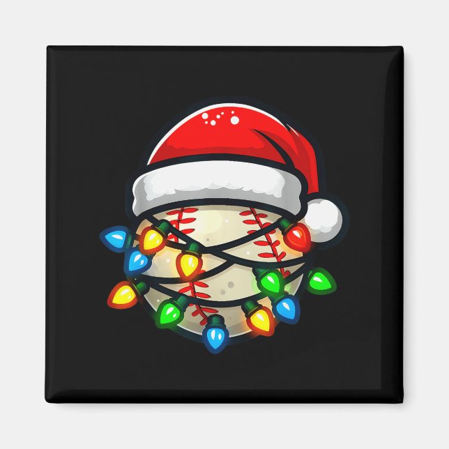 Imã Santa Hat Baseball Toddler Kids Christmas Lights X (Frente)