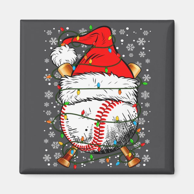 Imã Santa Hat Christmas Baseball Player Srts For Men B (Frente)