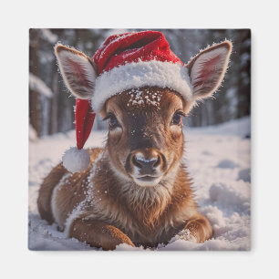Imã Santa Hat Deer Magnet