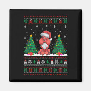 Imã Santa Hat Poodle Cão Árvore de Natal Luzes Feias