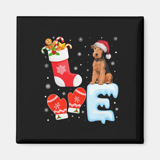 Imã Santa Hat Xmas Stoking Holiday Airedale Terrier D (Frente)