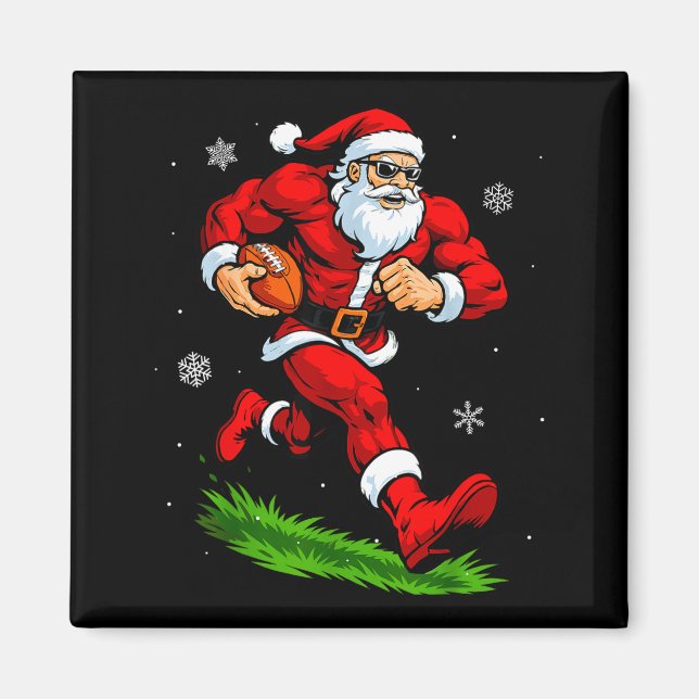 Imã Santa Playing Football Xmas Funny Christmas Footba (Frente)