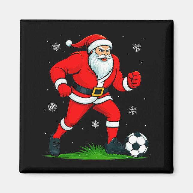 Imã Santa Playing Soccer Xmas Funny Christmas Soccer S (Frente)