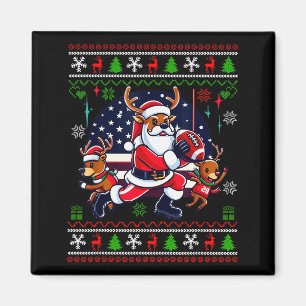 Imã Santa Reno Brinca Futebol Americano Ugly Christm