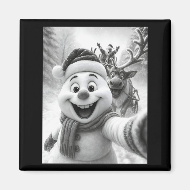 Imã Santa Snowman Reindeer Taking A Selfie Photo Chris (Frente)