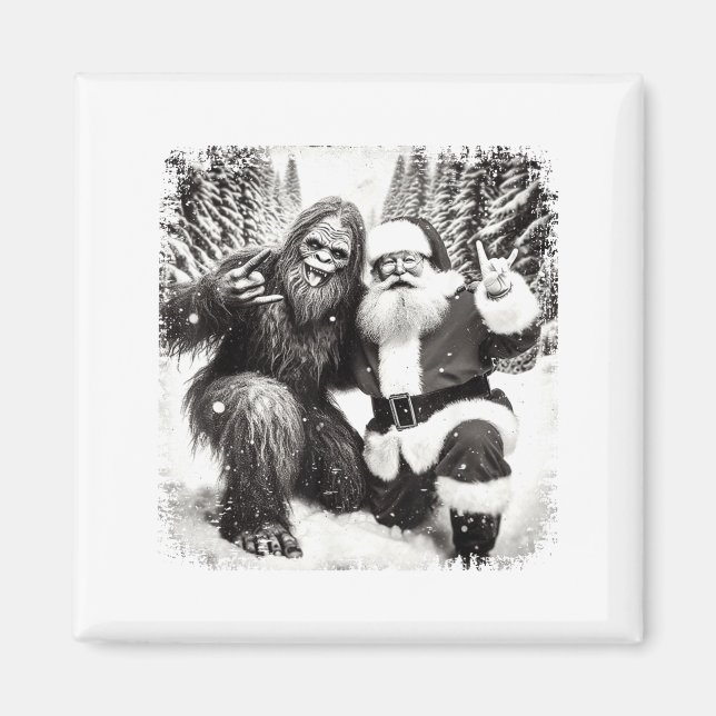 Imã Santa With Bigfoot Christmas Lights Funny Sasquatc (Frente)