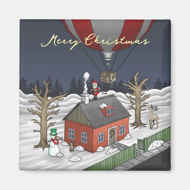 Imã Santa's Fancy Hot Air Balloon (Frente)