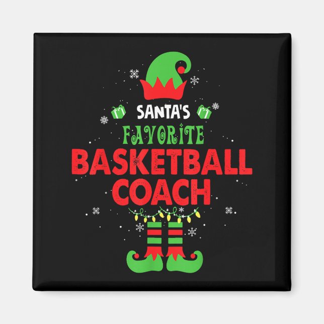 Imã Santa's Favorite Basketball Coach Funny Elf Family (Frente)