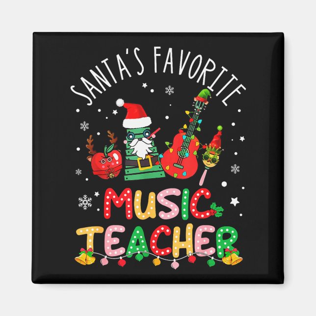 Imã Santa's Favorite Music Teacher Christmas Santa Hat (Frente)