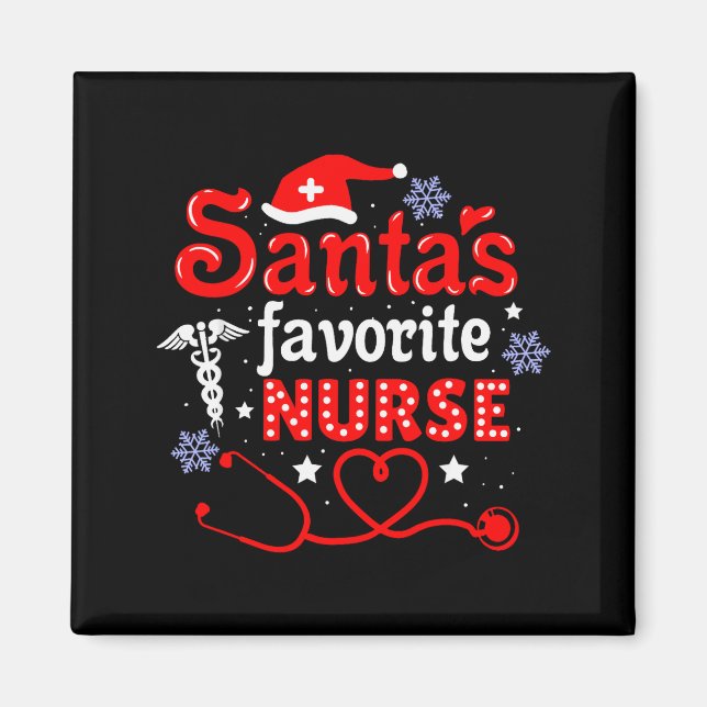 Imã Santa's Favorite Nurse Christmas Short Sleeve  (Frente)