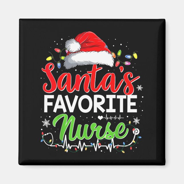 Imã Santa's Favorite Nurse Funny Christmas Nurse Xmas  (Frente)