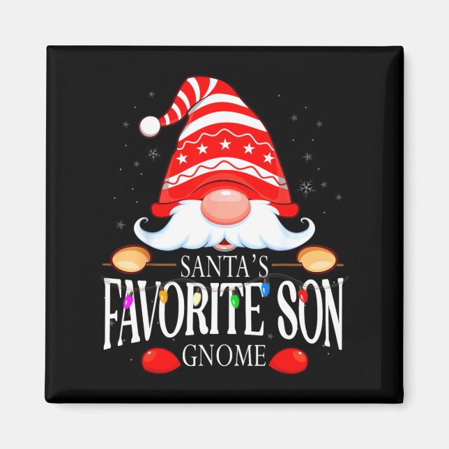 Imã Santas Favorite Son Gnome Matching Christmas Paja  (Frente)