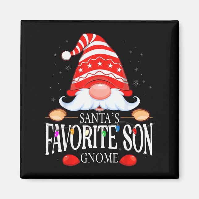Imã Santa's Favorite Son Gnome Matching Christmas Paja (Frente)