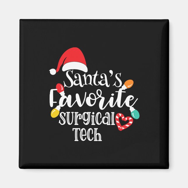 Imã Santa's Favorite Surgical Tech Christmas Lights Sa (Frente)