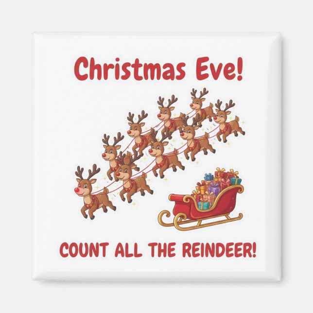 Imã Santa's Team Reindeer Counting Game Christmas Eve  (Frente)