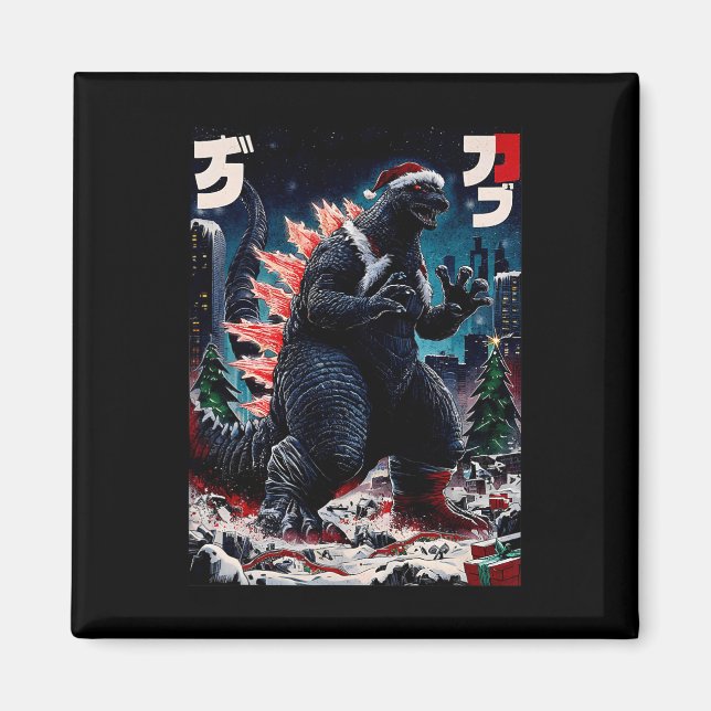 Imã Santazilla Monstro Japonês Kaiju Dinossauro Natal (Frente)