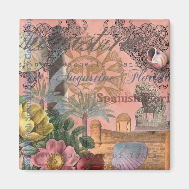 Imã santo augustine florida viagem antiquada arte (Frente)