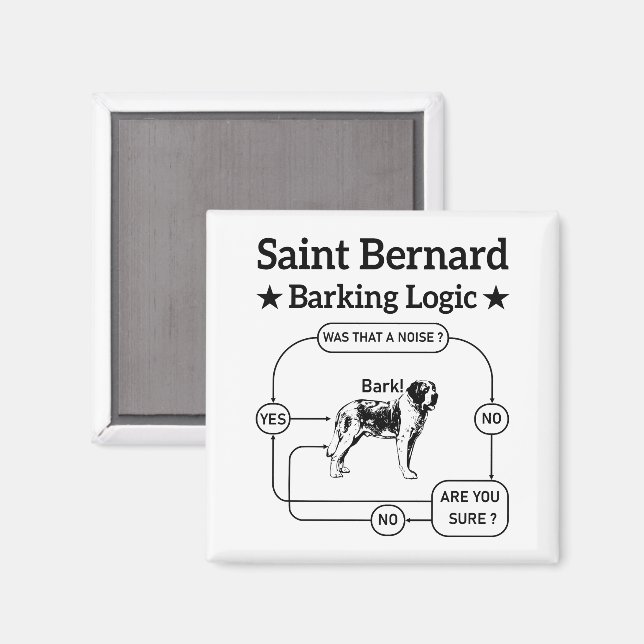 Imã Santo Bernard Barking Lógico Funny Dog Proprietári (Front/Back)